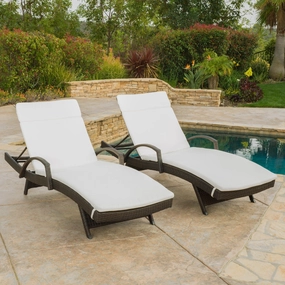 Outdoor Wicker Armed Chaise Lounge Chairs w/ Cushions (set of 2) - NH697692 patio umbrella, gazebo