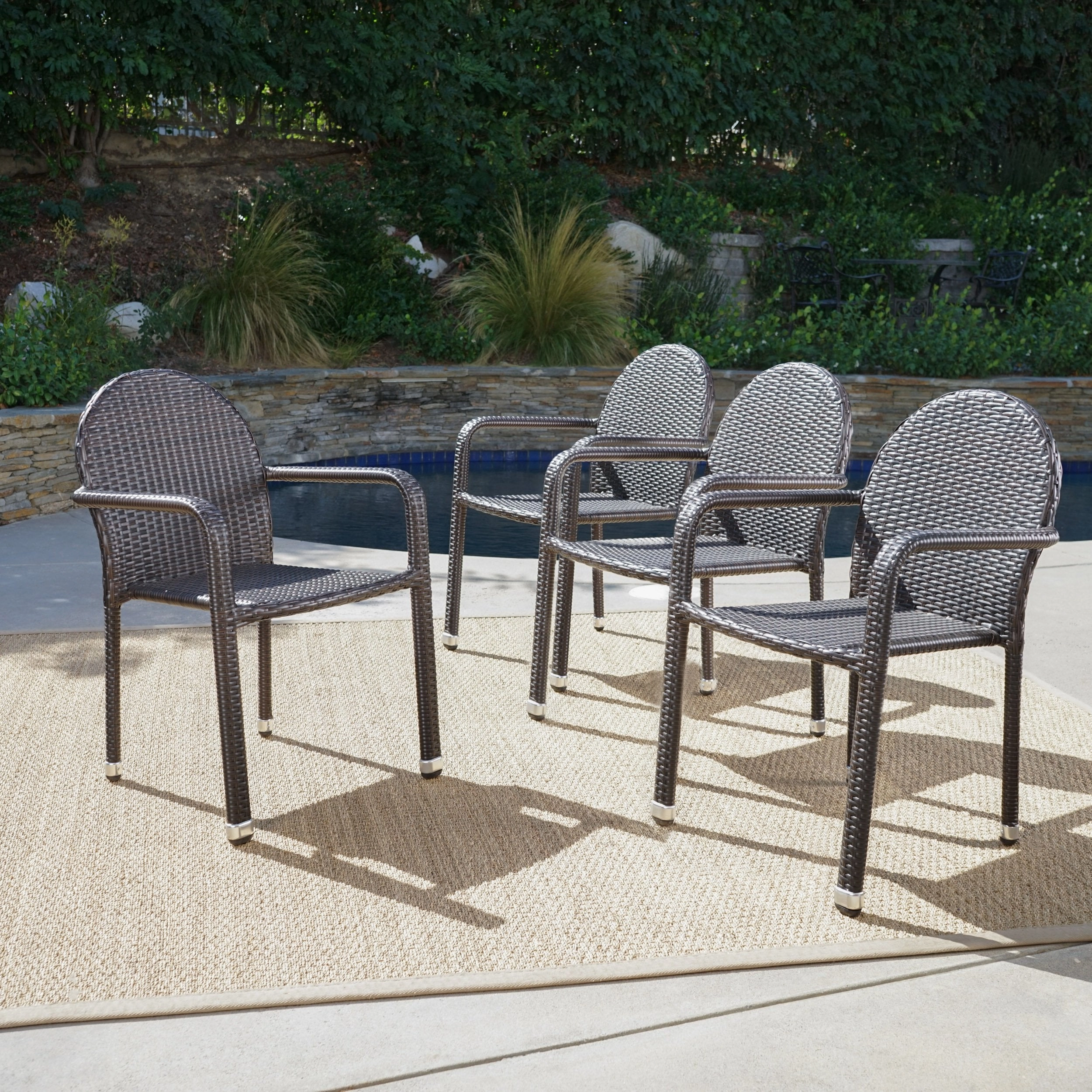 Outdoor Wicker Armed Stack Chairs With Aluminum Frame (Set of 4) - NH542103 outdoor lounge chair, patio sofa