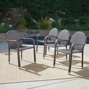 Outdoor Wicker Armed Stack Chairs With Aluminum Frame (Set of 4) - NH542103 outdoor lounge chair, patio sofa