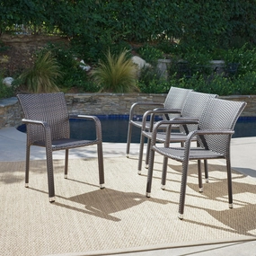 Outdoor Wicker Armed Stacking Chairs with an Aluminum Frame (Set of 4) - NH732103 outdoor lounge chair, patio sofa
