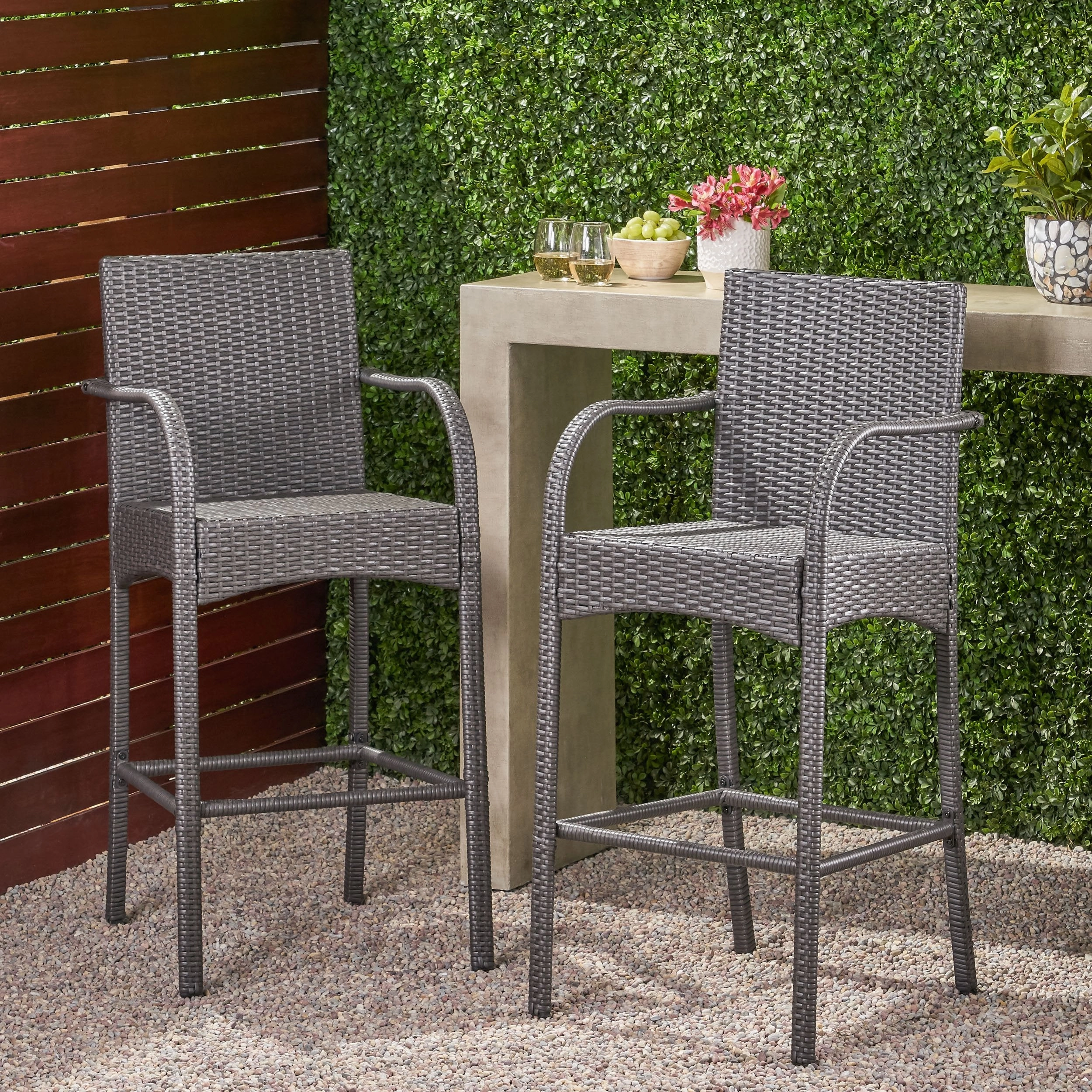 Outdoor Wicker Barstool Chair (Set of 2) - NH243113