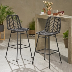 Outdoor Wicker Barstools (Set of 2) - NH189903 outdoor furniture, garden bench