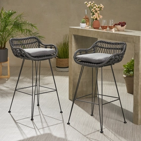 Outdoor Wicker Barstools with Cushions (Set of 2) - NH389903 outdoor lounge chair, patio sofa