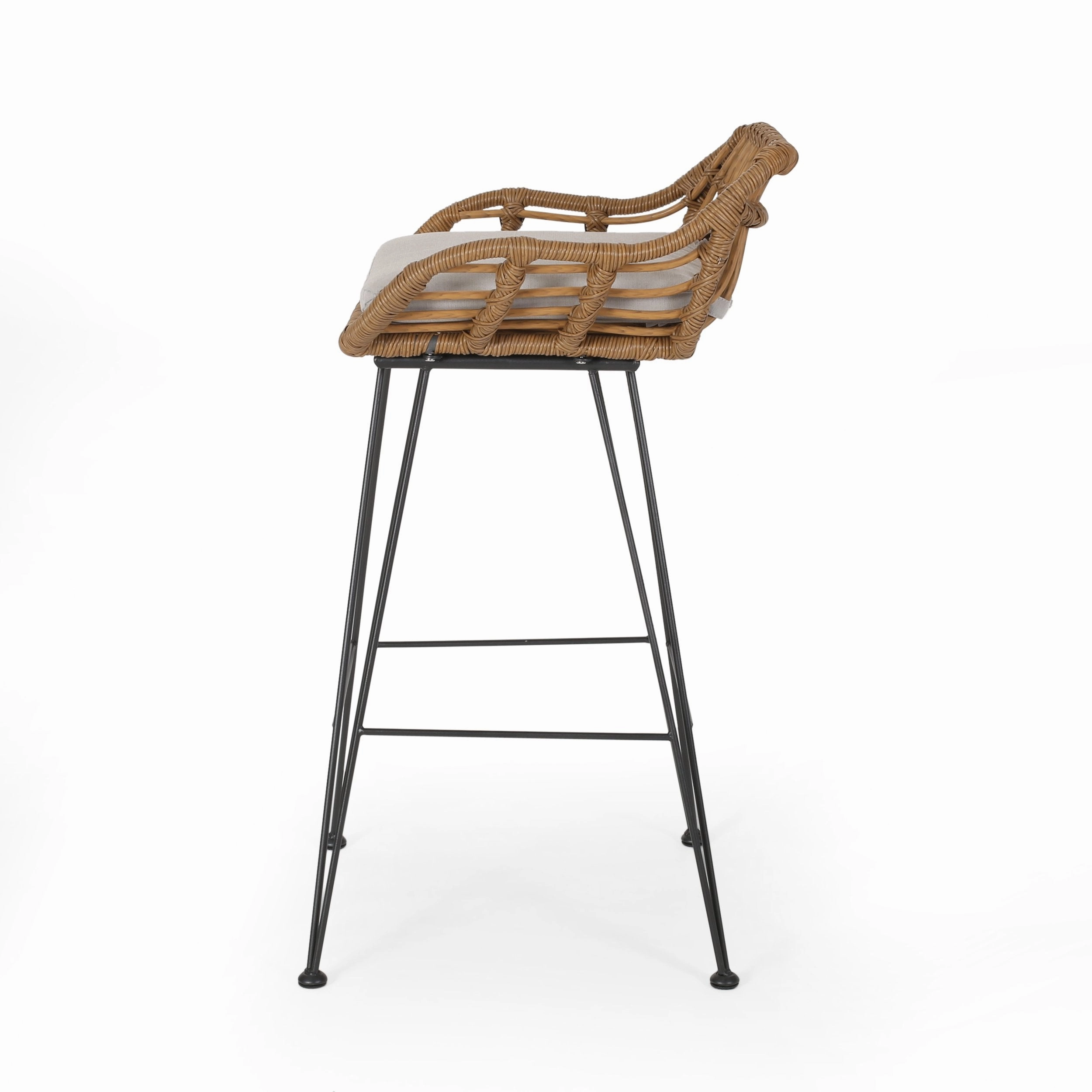 Outdoor Wicker Barstools with Cushions (Set of 2) - NH389903