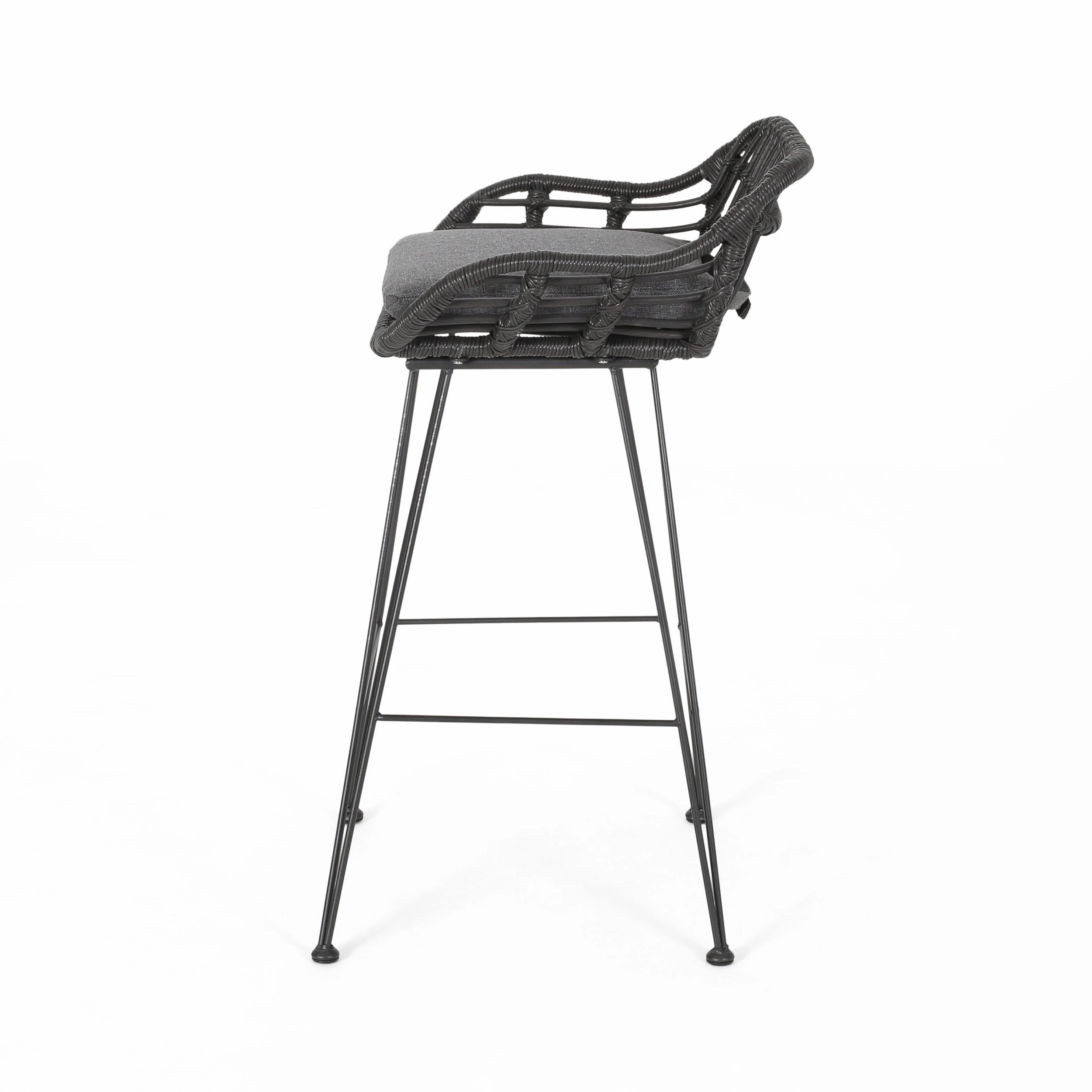 Outdoor Wicker Barstools with Cushions (Set of 2) - NH389903