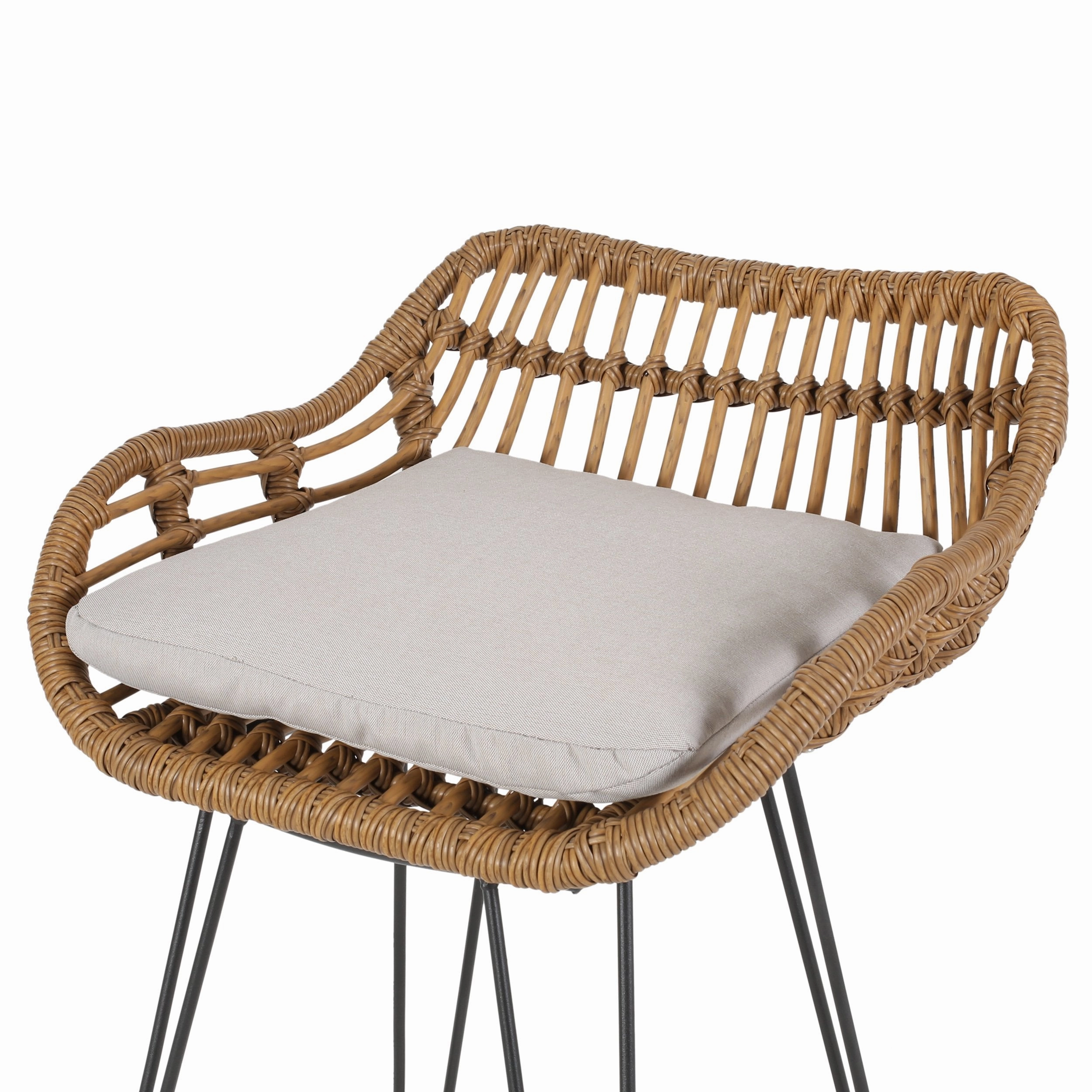 Outdoor Wicker Barstools with Cushions (Set of 2) - NH389903
