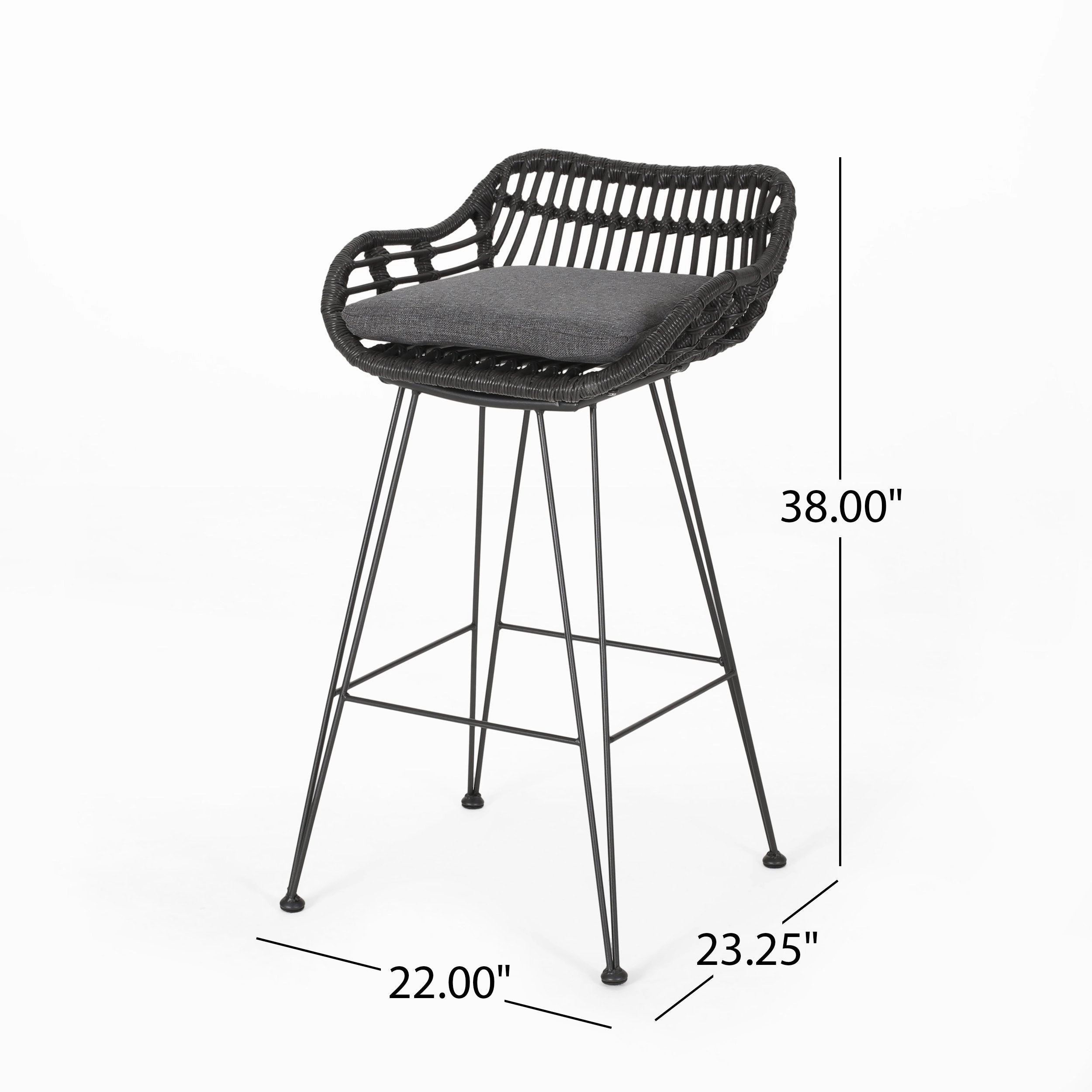 Outdoor Wicker Barstools with Cushions (Set of 2) - NH389903