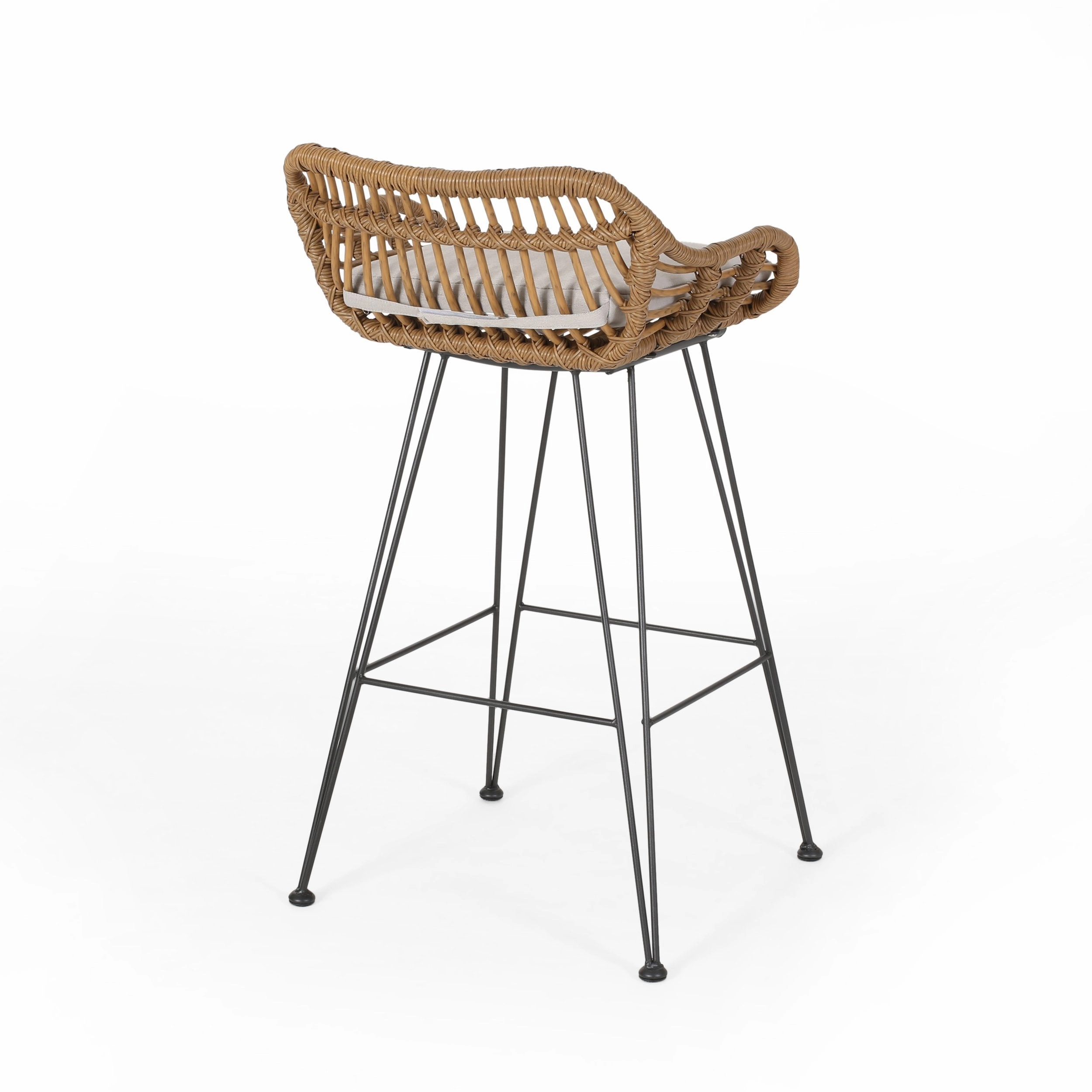 Outdoor Wicker Barstools with Cushions (Set of 2) - NH389903