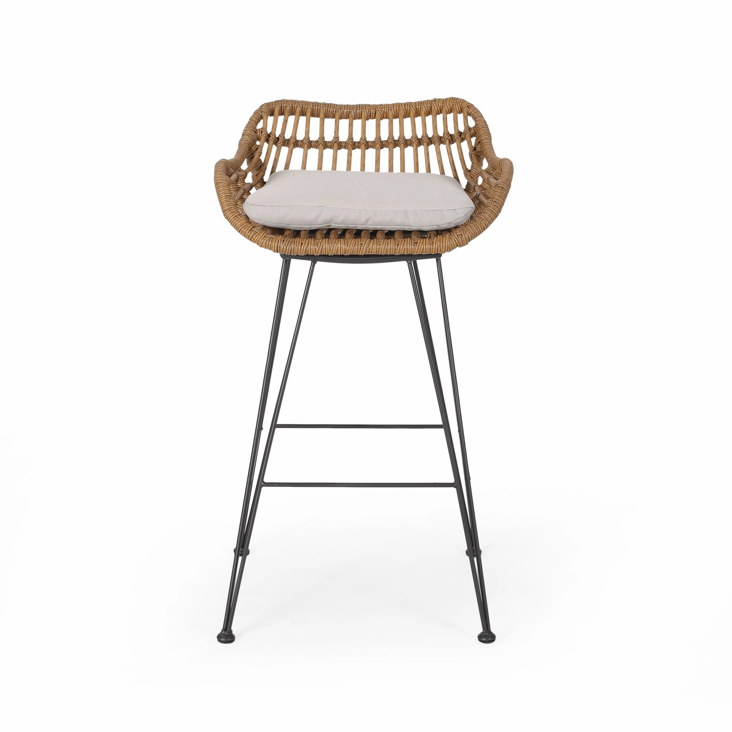 Outdoor Wicker Barstools with Cushions (Set of 4) - NH950013