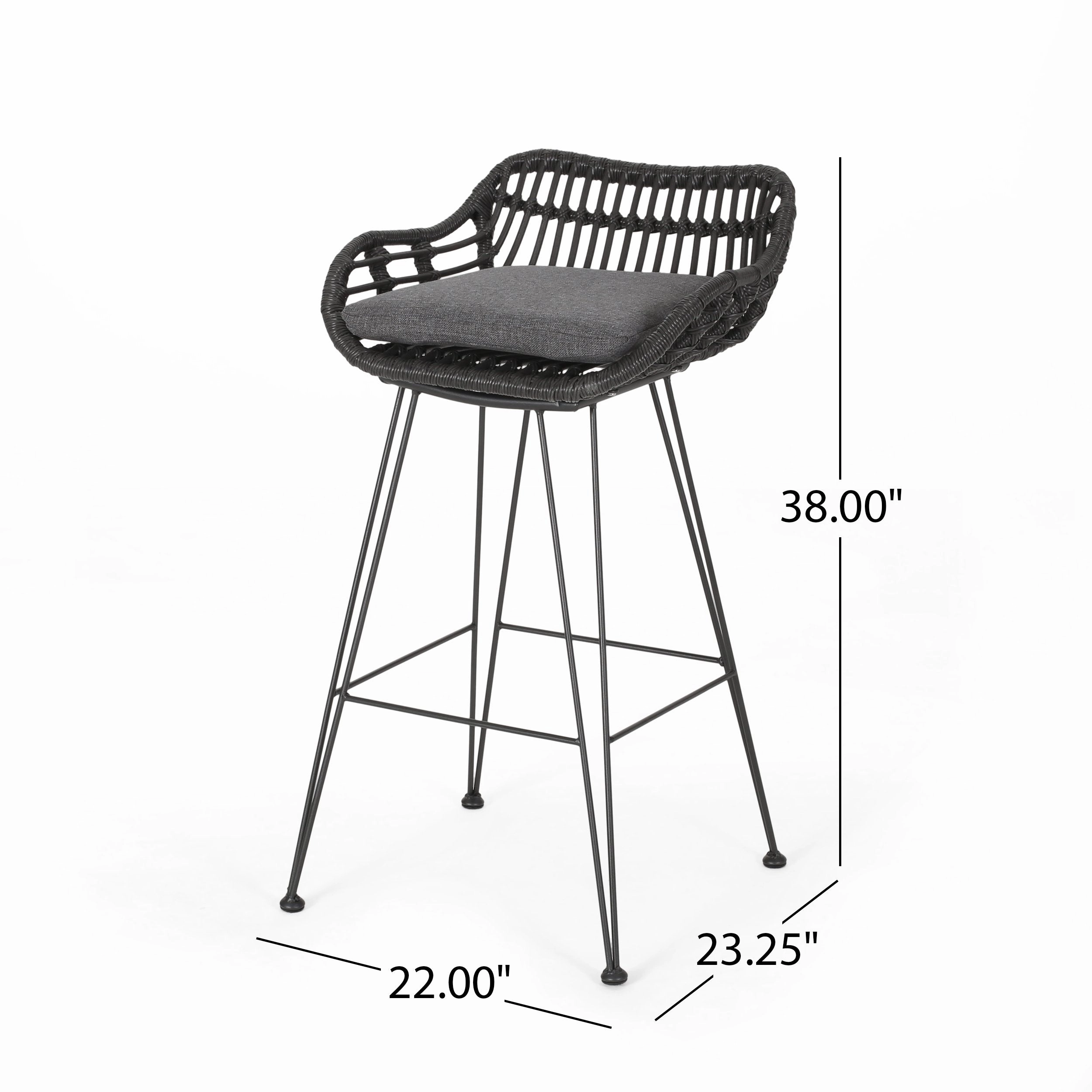 Outdoor Wicker Barstools with Cushions (Set of 4) - NH950013