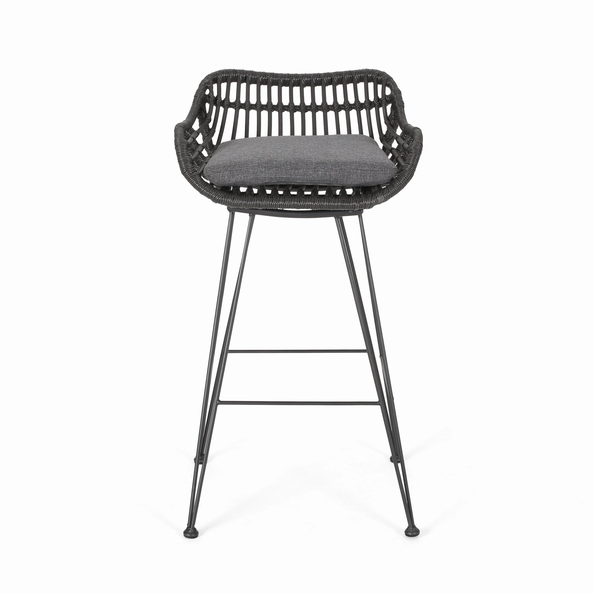 Outdoor Wicker Barstools with Cushions (Set of 4) - NH950013