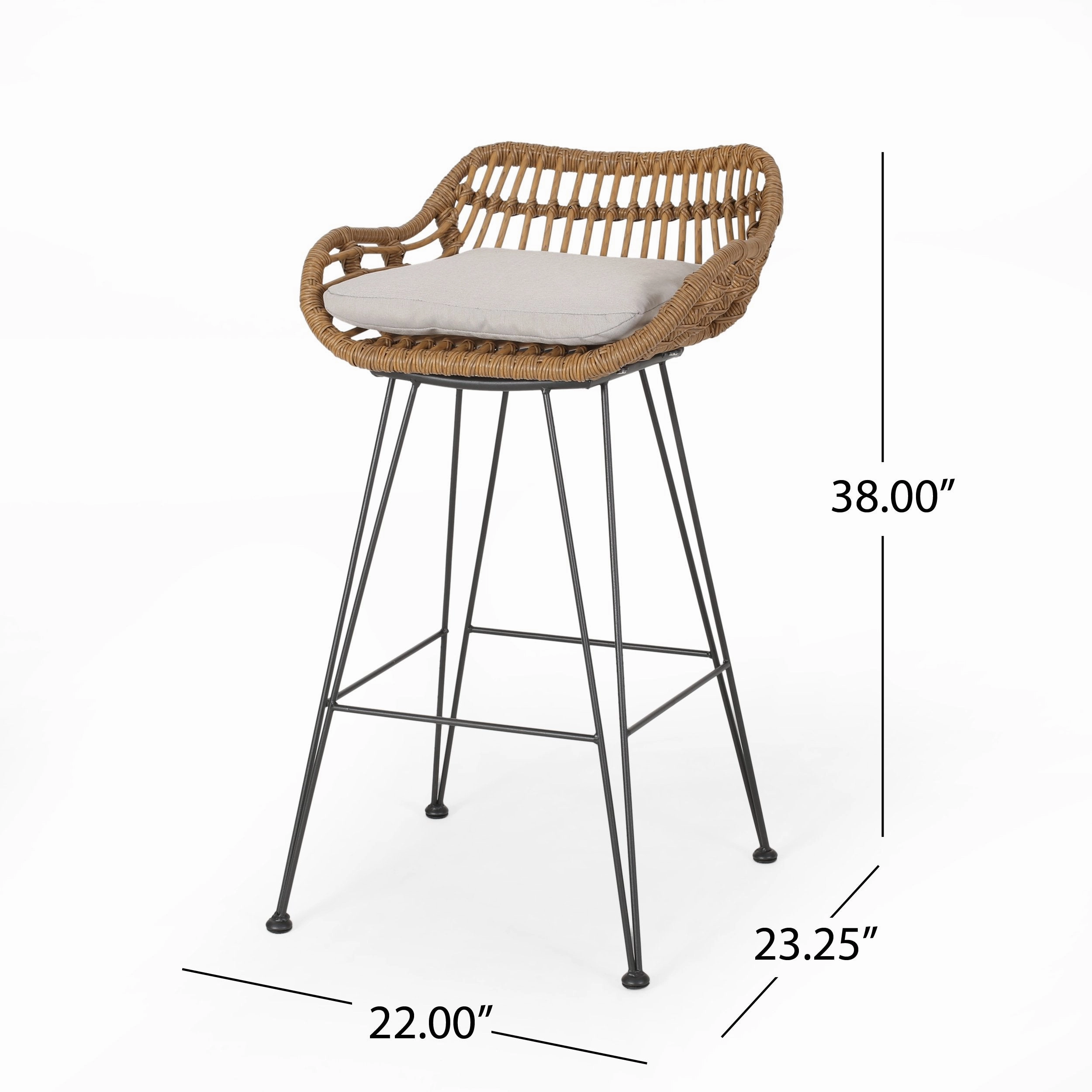 Outdoor Wicker Barstools with Cushions (Set of 4) - NH950013