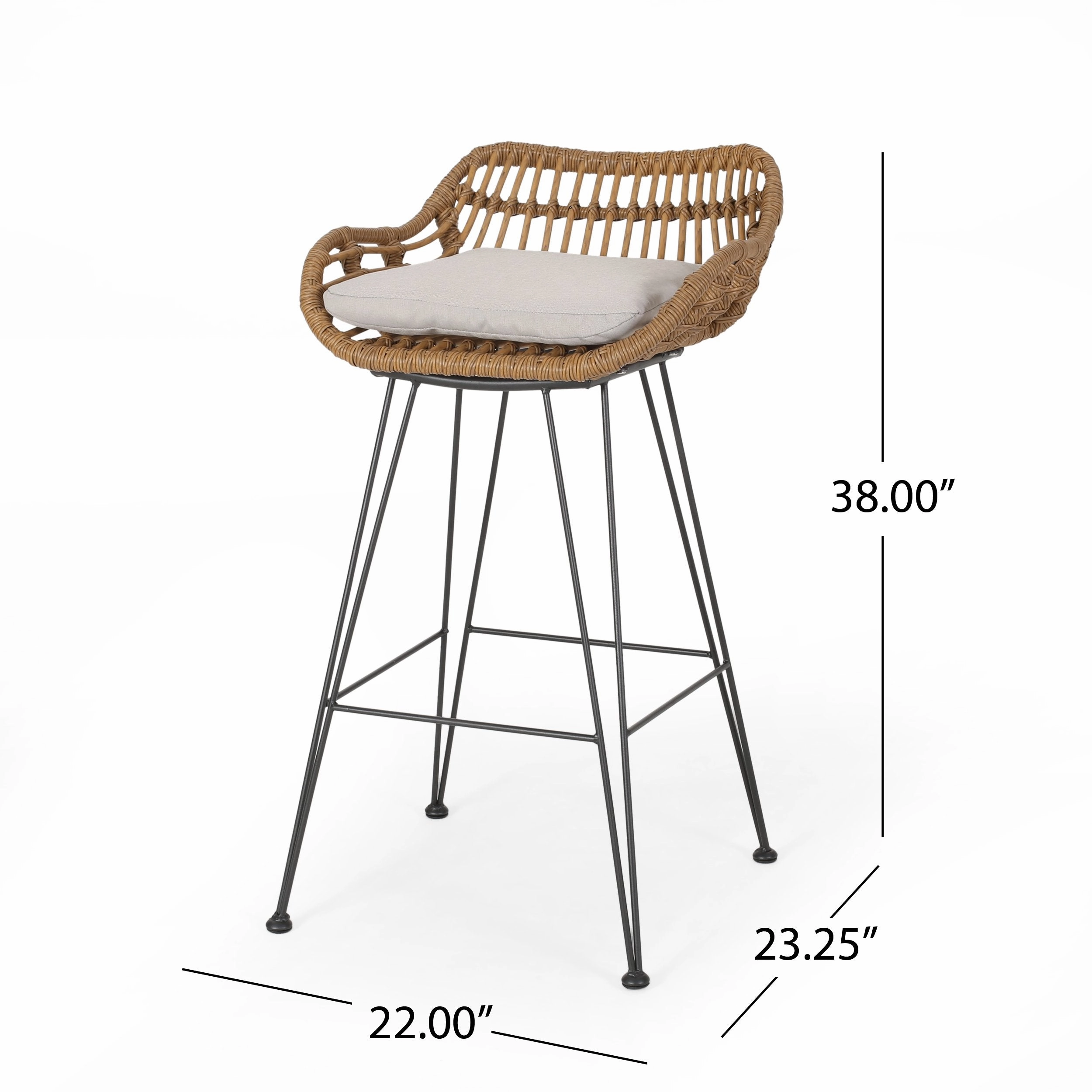 Outdoor Wicker Barstools with Cushions (Set of 4) - NH950013