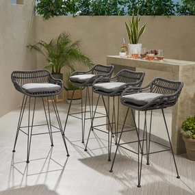 Outdoor Wicker Barstools with Cushions (Set of 4) - NH950013 outdoor lounge chair, patio sofa