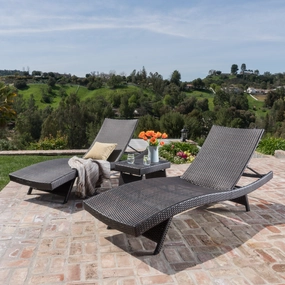 Outdoor Wicker Chaise Lounge w/ Aluminum Frame & Table - NH556003 outdoor furniture, garden bench