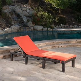 Outdoor Wicker Chaise Lounge with Water Resistant Cushion - NH668303 patio umbrella, gazebo