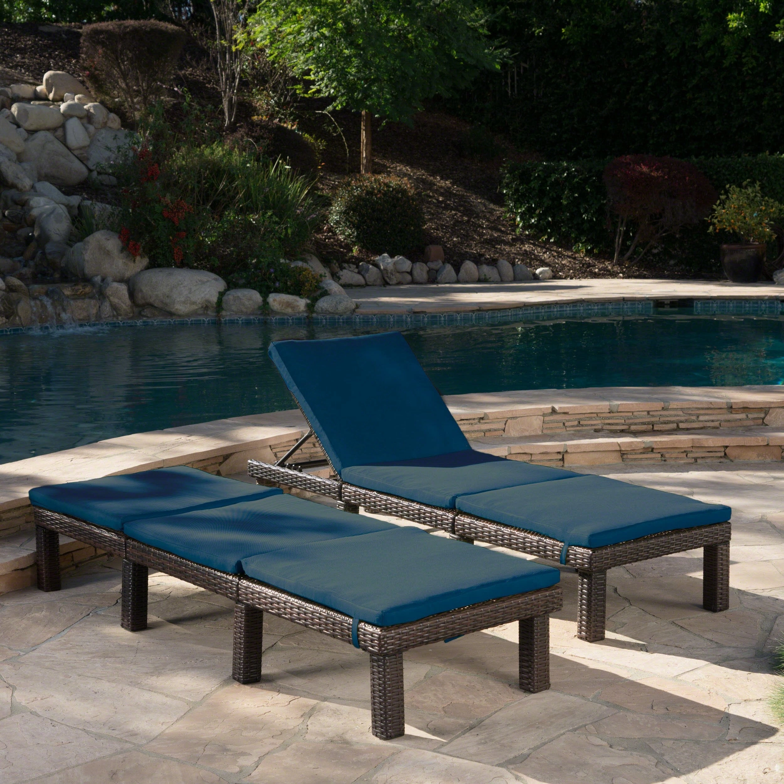 Outdoor Wicker Chaise Lounge with Water Resistant Cushion - NH668303