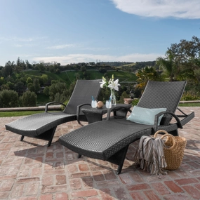 Outdoor Wicker Chaise Lounges (Set of 2) w/ Coffee Table - NH799003 outdoor furniture, garden bench