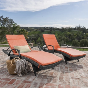 Outdoor Wicker Chaise Lounges w/ Water Resistant Cushions (Set of 2) - NH899003 patio umbrella, gazebo