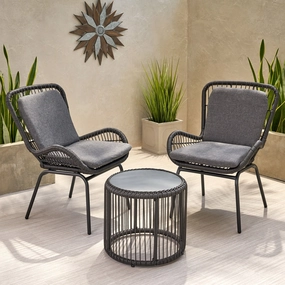 Outdoor Wicker Chat Set with Cushions - NH774013 outdoor furniture, garden bench