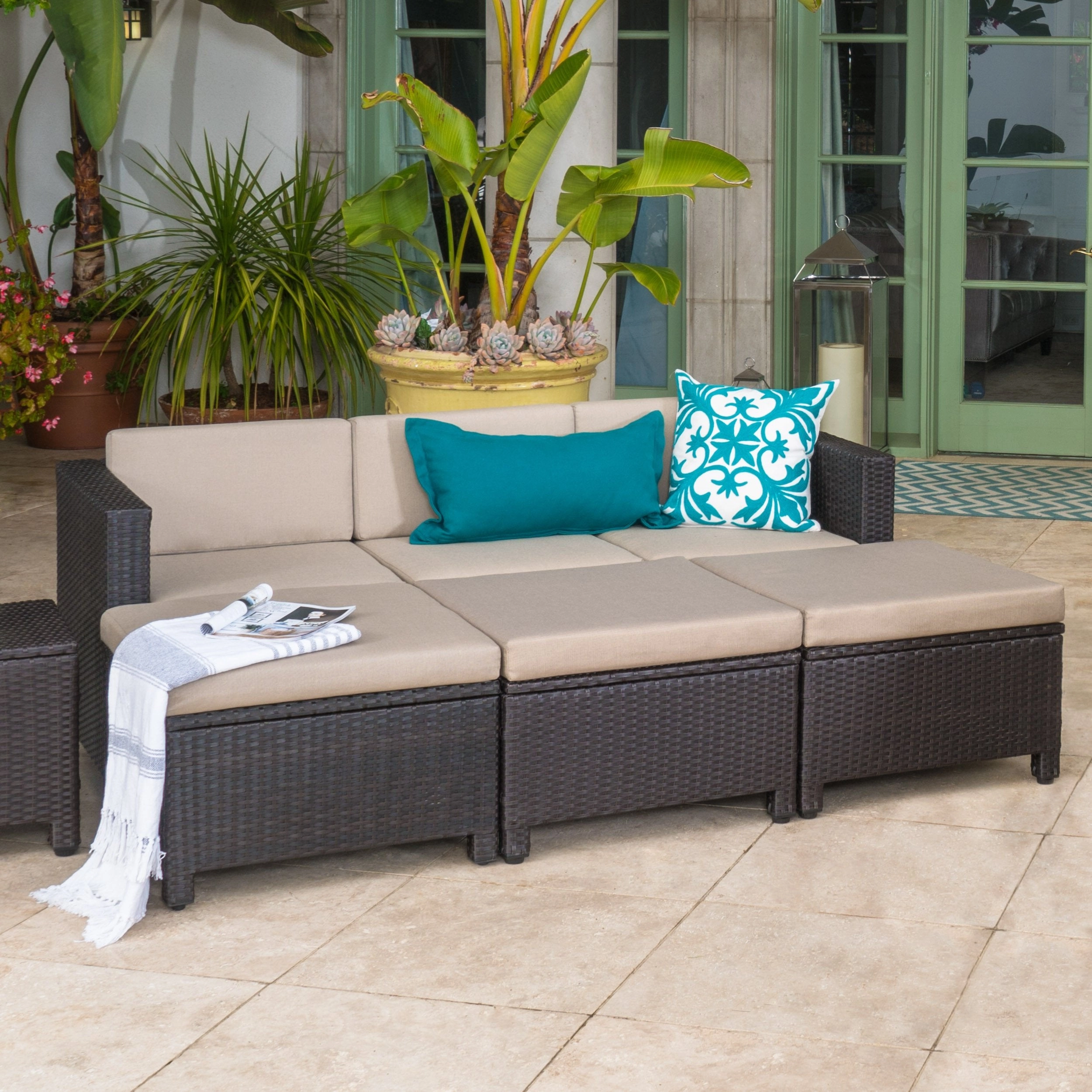 Outdoor Wicker Daybed Set w/ Water Resistant Cushions - NH474003 outdoor furniture, garden bench