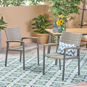 Outdoor Wicker Dining Chair with Aluminum Frame (Set of 2) - NH313503 outdoor lounge chair, patio sofa