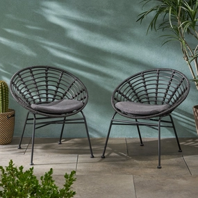 Outdoor Wicker Dining Chair with Cushion (Set of 2) - NH789903 outdoor furniture, garden bench