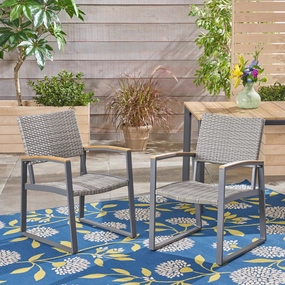 Outdoor Wicker Dining Chairs with Aluminum Frame (Set of 2), Gray - NH632503 outdoor lounge chair, patio sofa