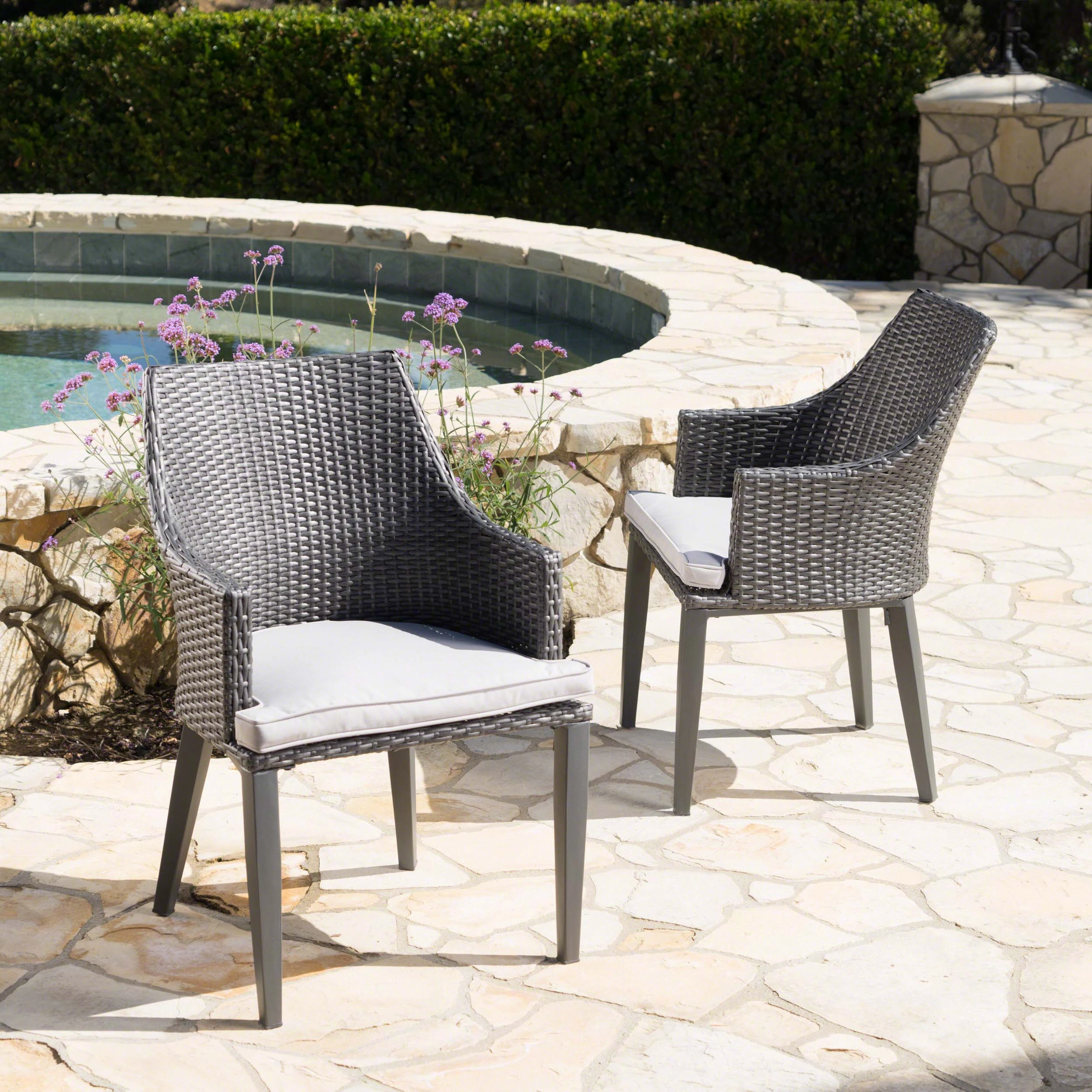 Outdoor Wicker Dining Chairs with Water Resistant Cushions (Set of 2) - NH064203 outdoor lounge chair, patio sofa