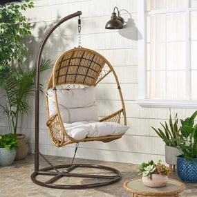 Outdoor Wicker Hanging Basket / Egg Chair with Stand - NH168113 outdoor furniture, garden bench