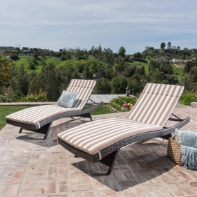 Outdoor Wicker Lounge w/ Water Resistant Cushion (Set of 2) - NH180003 outdoor furniture, garden bench