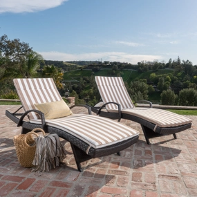 Outdoor Wicker Lounge with Water Resistant Cushion (Set of 2) - NH780003 patio umbrella, gazebo