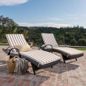 Outdoor Wicker Lounge with Water Resistant Cushion (Set of 2) - NH780003 outdoor furniture, garden bench