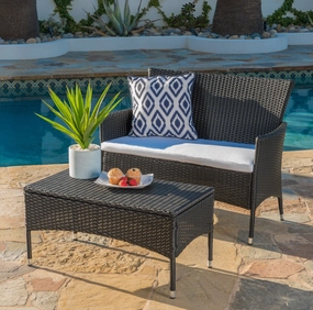Outdoor Wicker Loveseat and Coffee Table Set - NH753303 outdoor furniture, garden bench