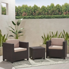 Outdoor Wicker Print 2 Seater Chat Set with Side Table - NH361113 outdoor furniture, garden bench
