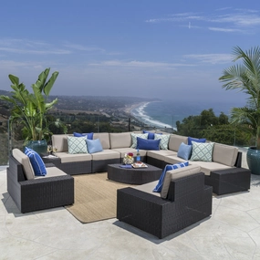 Outdoor Wicker Sectional Set w/ Cushions - NH205003 outdoor furniture, garden bench