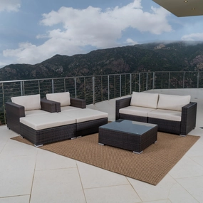 Outdoor Wicker Sectional w/ Cushions - NH805003 outdoor furniture, garden bench