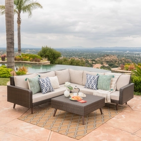 Outdoor Wicker Sofa Set with Water Resistant Cushions - NH877003 outdoor furniture, garden bench