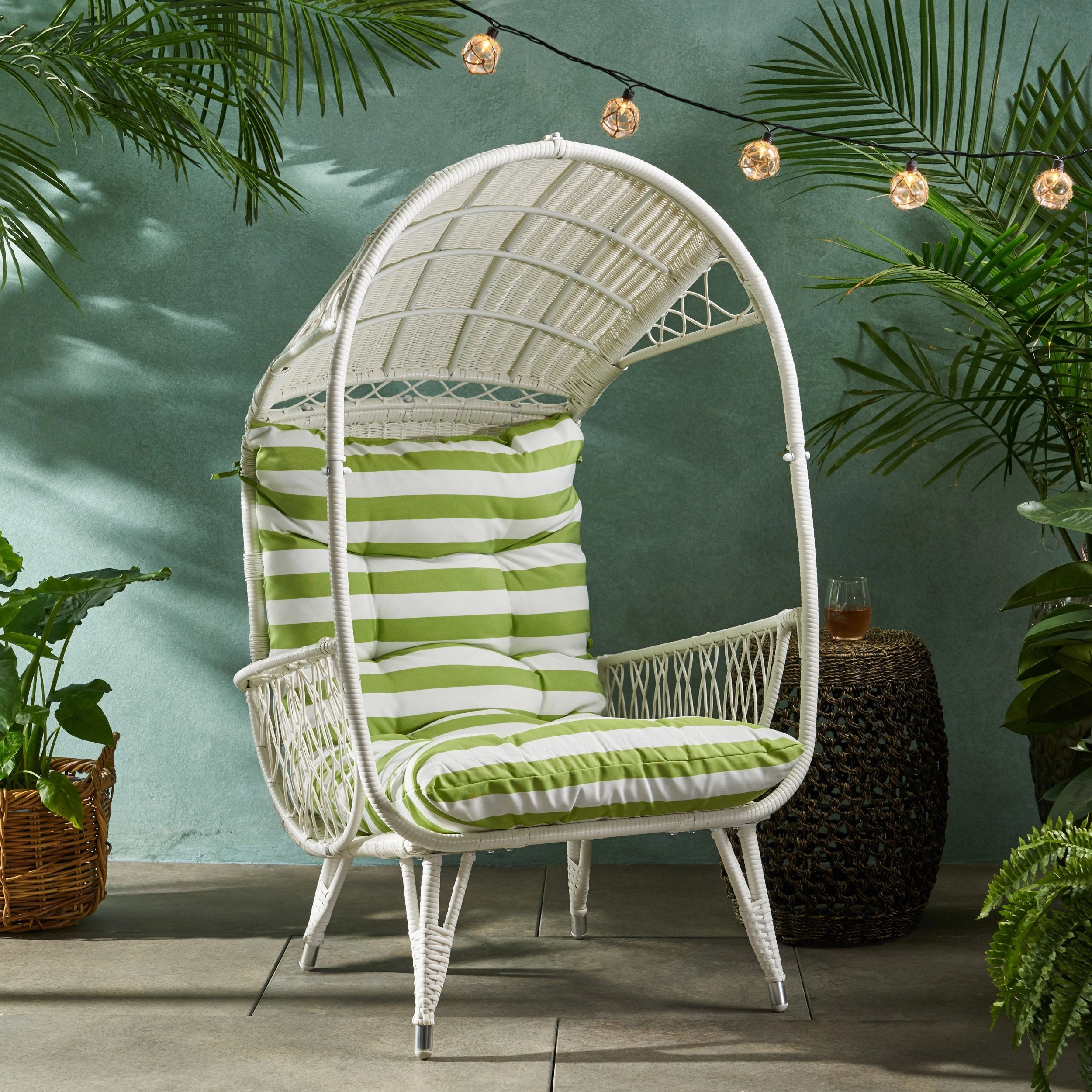 Outdoor Wicker Standing Basket Chair with Cushion - NH233113 outdoor furniture, garden bench