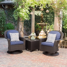 Outdoor Wicker Swivel Club Chairs and Side Table Chat Set - NH271203 outdoor furniture, garden bench
