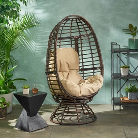 Outdoor Wicker Swivel Egg Chair with Cushion - NH844113 outdoor furniture, garden bench