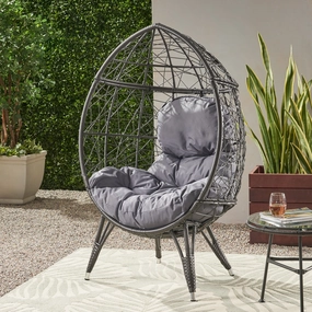 Outdoor Wicker Teardrop Chair with Cushion - NH023113 outdoor furniture, garden bench