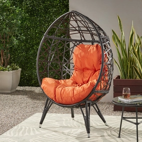 Outdoor Wicker Teardrop Chair with Cushion - NH223113 outdoor furniture, garden bench