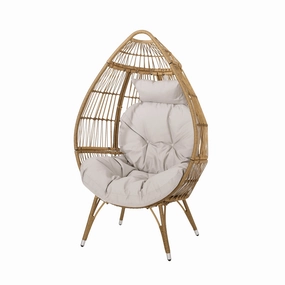 Outdoor Wicker Teardrop Chair with Cushion - NH521313 outdoor furniture, garden bench