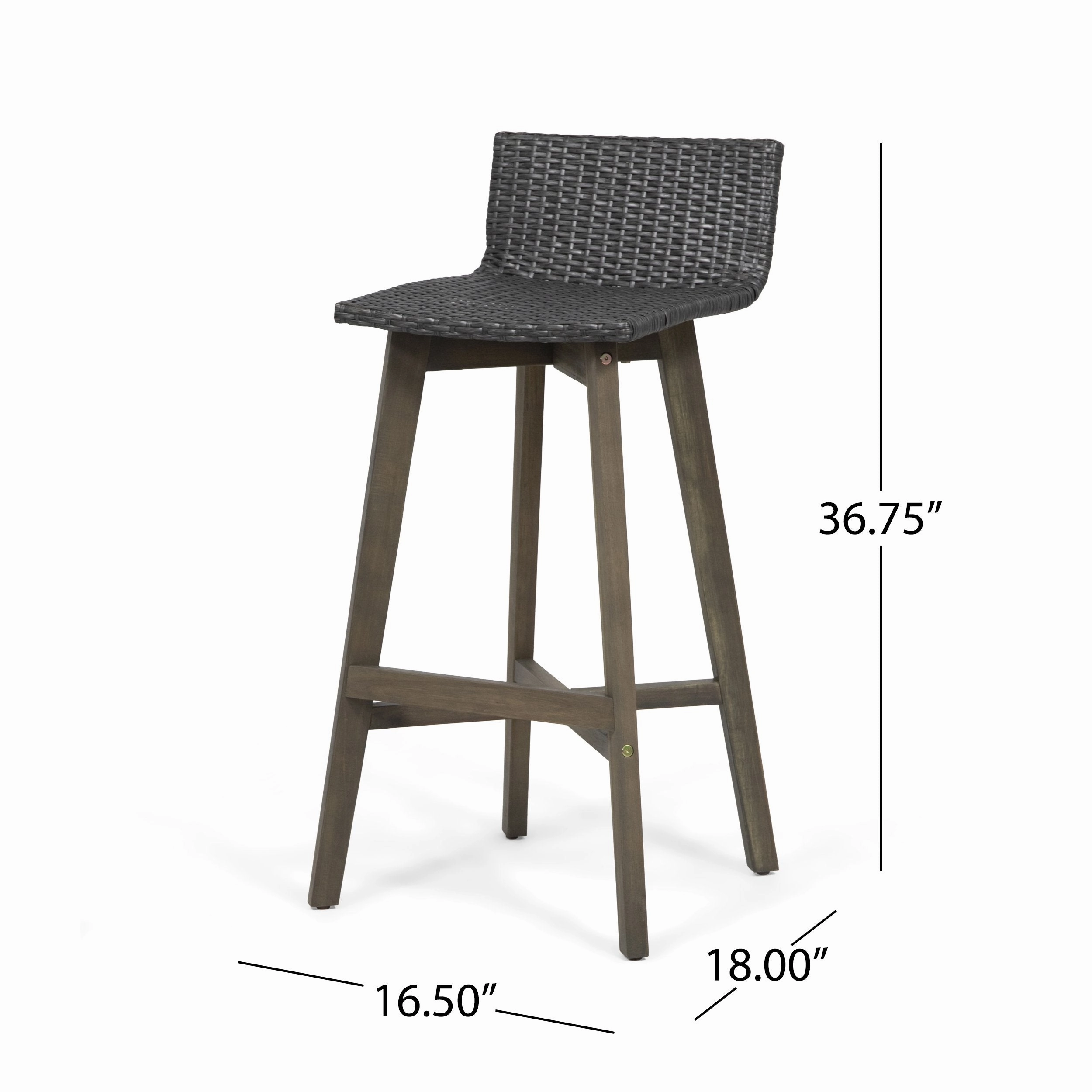 Outdoor Wood & Wicker Barstools (Set of 4) - NH360013