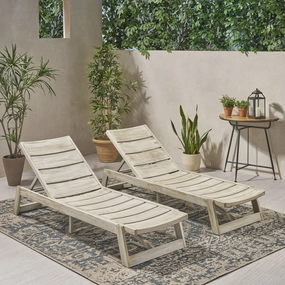 Outdoor Wood and Iron Chaise Lounges (Set of 2) - NH218903 outdoor furniture, garden bench