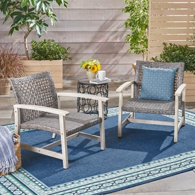 Outdoor Wood and Wicker Club Chairs - NH902503 outdoor furniture, garden bench