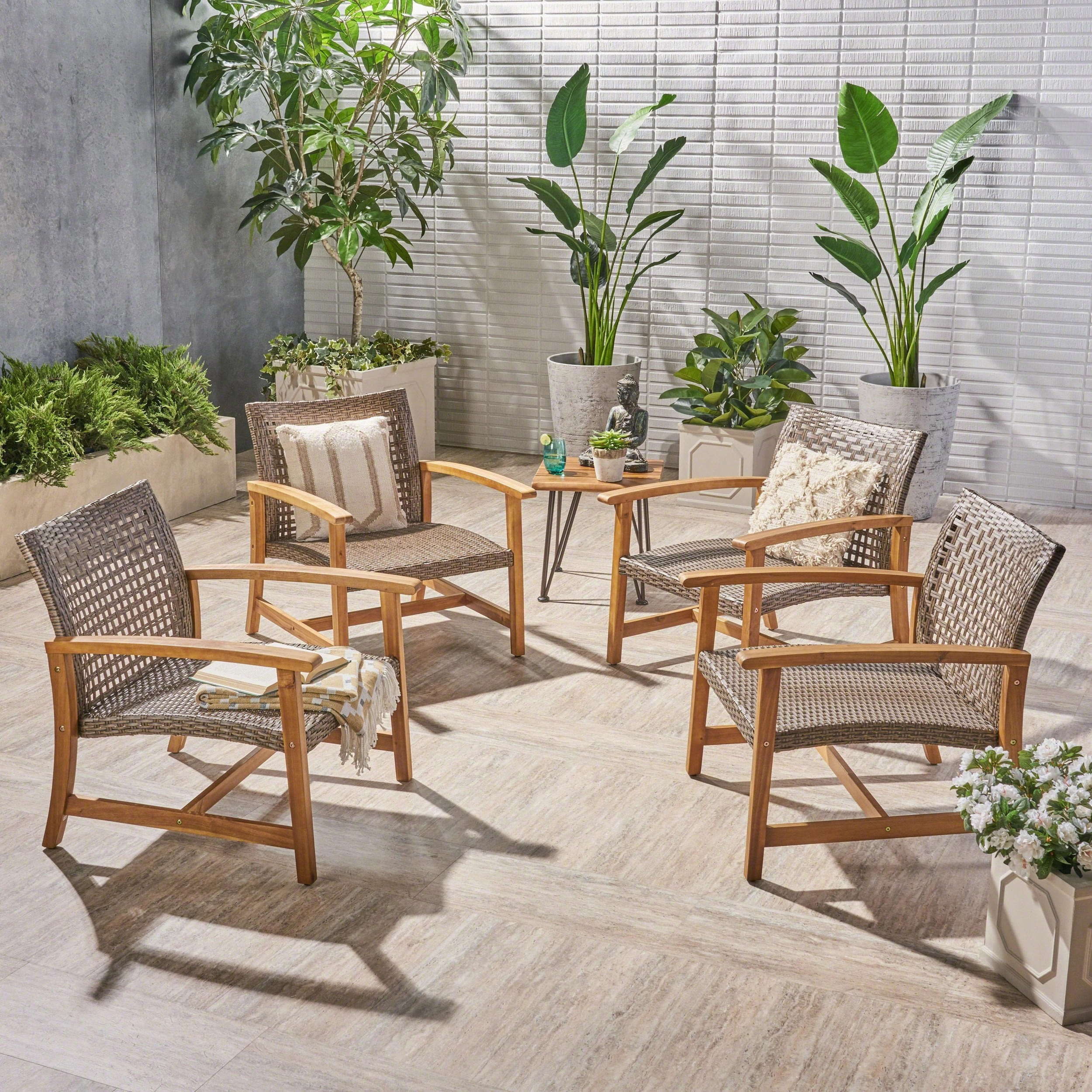 Outdoor Wood and Wicker Club Chairs - NH902503