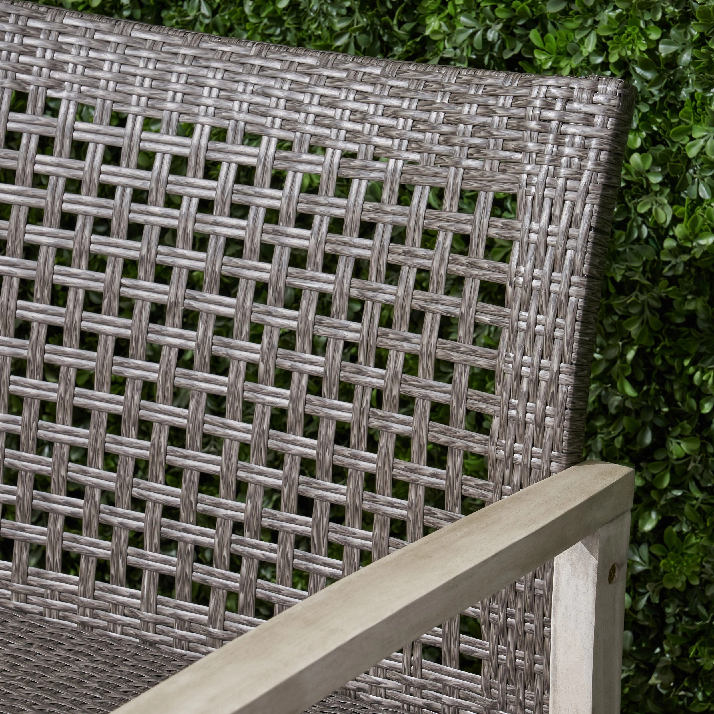 Outdoor Wood and Wicker Sofa and Coffee Table Set - NH241803