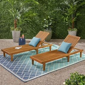 Outdoor Wooden Chaise Lounge (Set of 2) - NH470903 outdoor furniture, garden bench
